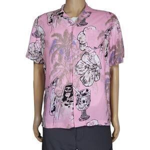 Lost Enterprises Men’s Dead Summer Pink Woven Button Shirt NWT Size Small